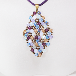 Pendant 30cm - Shea Rhombus M-Purple Suedine - Pendant 30cm - Laiton bronze